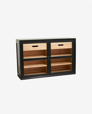 VIVA Nordal – Buffet bas vitrine noir et bois - Buffet