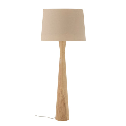 Lampadaire Leonor – bois d'hévéa et abat-jour lin