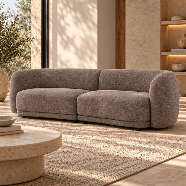 Canapé 3 places CIELO 268 cm – Polyester blanc ou bouclé brun