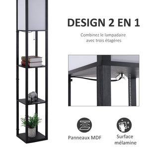 Abat-jour du lampadaire étagère noir