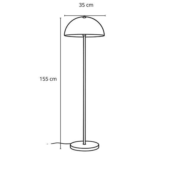 Lampadaire FERRAND 155 cm – Pied fer noir & verre blanc