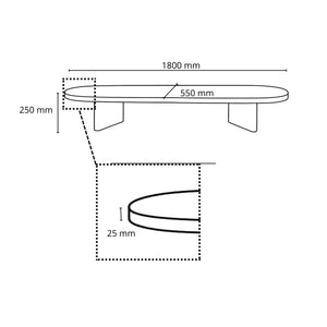 Table basse GRÖNVIK 180 x 55 cm – teinte moka, plateau 2,5 cm - Table basse