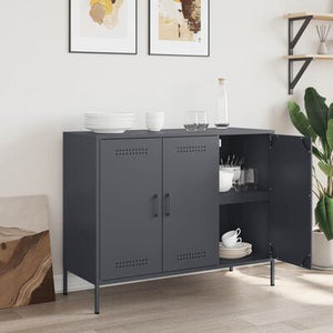 Buffet en acier anthracite porte ouvertes