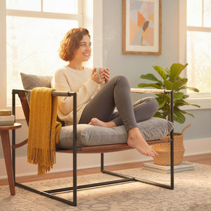 Fauteuil d'appoint rembourré, assise confort salon - Fauteuil