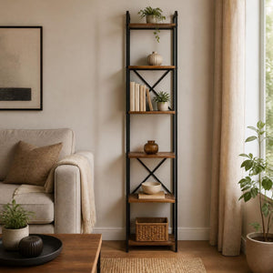 Étagère Loftia en métal et bois au style industriel