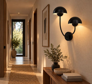 Luminaire mural à deux lumières en métal noir