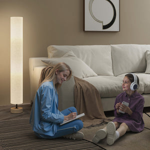 Lampadaire sur pied de salon avec abat-jour en lin, interrupteur à pied, 2 x douille E27, 120 cm, gris