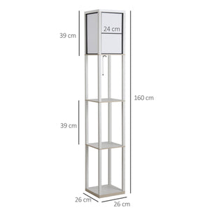 Gros plan sur le lampadaire à étagères blanc