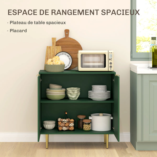 Buffet LINO 80 cm – Vert olive, 2 portes & pieds métal surélevés
