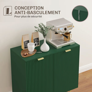 Buffet cuisine meuble de rangement avec 2 portes étagère réglable pieds métalliques surélevés 80 x 40 x 80 cm vert olive