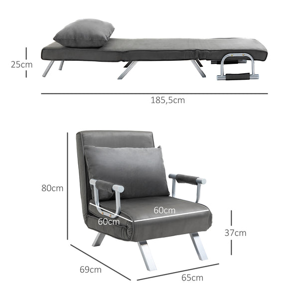 Fauteuil chauffeuse convertible 1 place, lit d'appoint