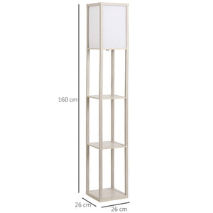 Détail du lampadaire à étagères chêne