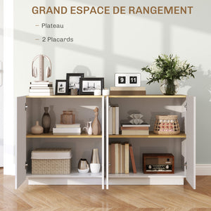 Buffet salle à manger buffet cuisine 4 portes à fermeture douce et étagères réglables 140l x 40P x 75H cm blanc laqué
