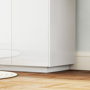 Buffet salle à manger buffet cuisine 4 portes à fermeture douce et étagères réglables 140l x 40P x 75H cm blanc laqué