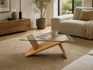 Table basse en verre et chêne sur mesure - BBart