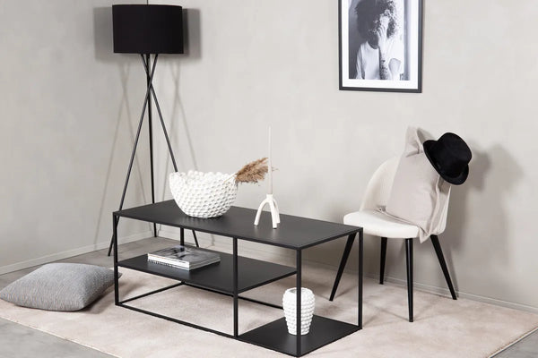 Table basse Staal 120 cm — acier noir et 3 plateaux