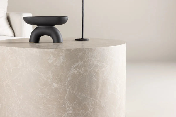 Table basse ronde York 80 cm — beige, l'intemporelle du salon