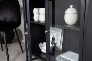 Buffet vitrine Bakal en acier et verre, 85 x 40 x 85 cm