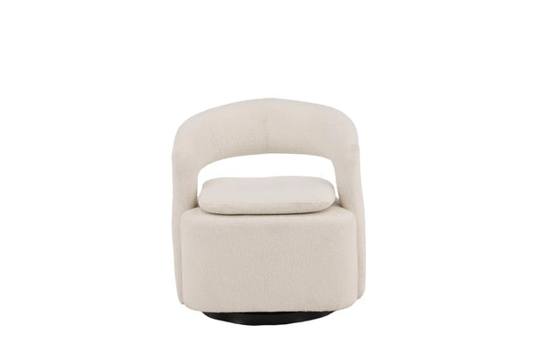 Fauteuil pivotant Laurel — bouclette blanche, confort enveloppant