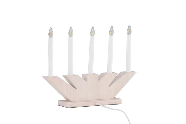 Chandelier de l'Avent Verbier 41 cm — 5 lumières, pin massif blanchi