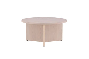 Table basse ronde Saltö bois blanchi — base sculpturale pleine