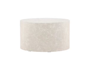 Table basse ronde York beige — grand plateau rond de 80 cm
