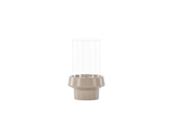 Lanterne Davida 13 cm — verre et grès beige
