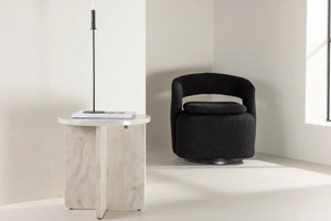 Table d'appoint Ålesund Ø 50 cm en MDF décor marbre