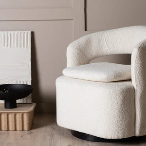 Fauteuil Laurel 69 x 70 cm en bouclette et acier