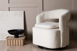 Fauteuil Laurel 69 x 70 cm en bouclette et acier