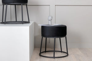 Pouf Petra Ø 46 cm en tissu teddy et fer noir