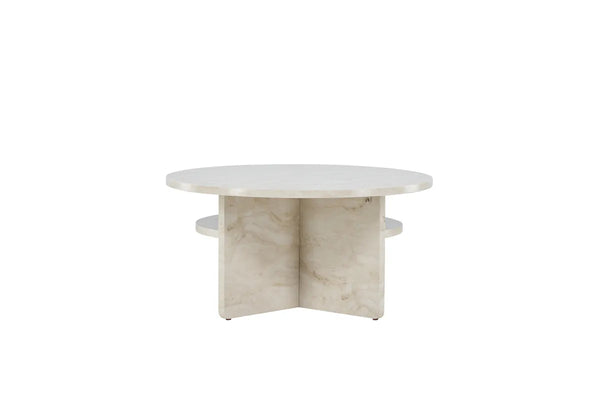 Table basse ronde Ålesund 85 cm — le grand plateau effet marbre