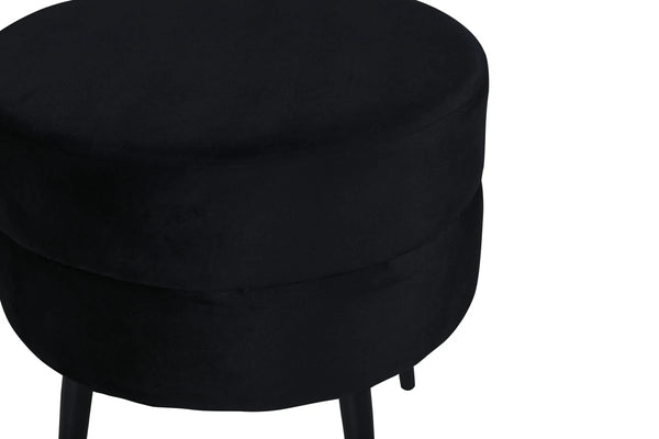 Pouf Pot 40 cm — teddy noir sur piètement acier