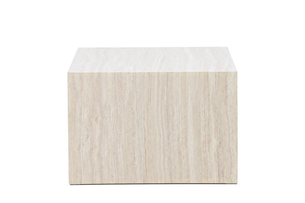 Table basse York 80 x 60 cm — effet pierre beige, laque protectrice