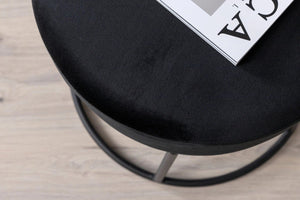 Pouf Petra noir, hauteur d'assise de 47 cm
