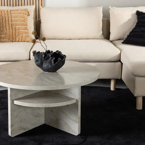 Table basse ronde Ålesund Ø 85 cm en MDF décor marbre