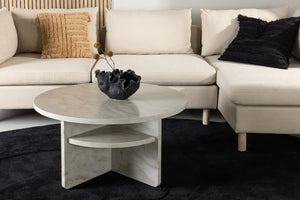 Table basse ronde Ålesund Ø 85 cm en MDF décor marbre