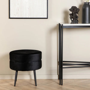 Pouf Pot en tissu teddy noir et acier