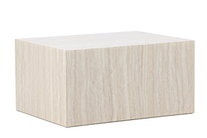 Table basse York beige utilisée comme table basse devant un canapé