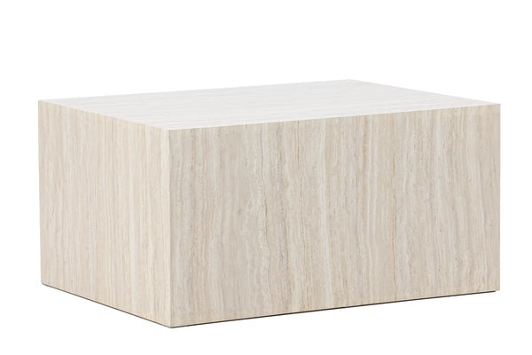 Table basse York 80 x 60 cm — effet pierre beige, laque protectrice