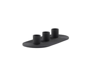 Bougeoir Dian 3 bougies noir mat utilisé comme centre de table