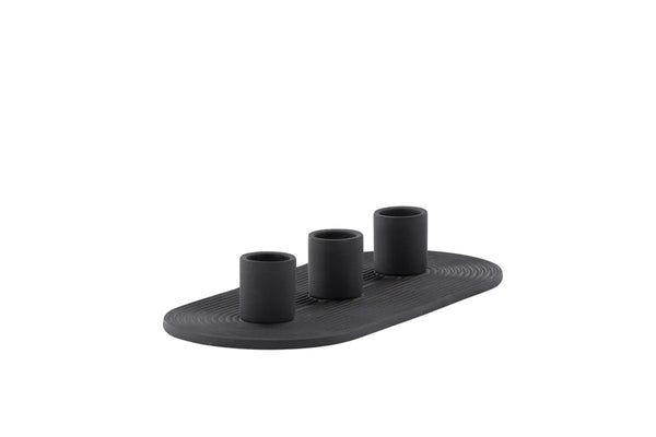 Bougeoir Dian 3 bougies — ovale noir
