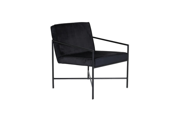 Fauteuil Rakel — velours noir et acier, le coin lecture immédiat