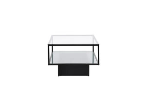 Table basse Maglehem en verre et acier noir mat, 130 x 60 cm