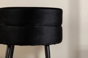Pouf Pot noir, piètement acier évasé