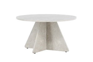 Table basse ronde Bootcut beige — plateau rond sans angle vif