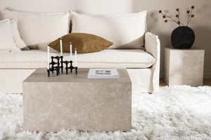 Table basse York 80 x 60 cm en MDF décor marbre