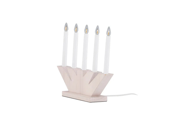 Chandelier de l'Avent Verbier 41 cm — 5 lumières, pin massif blanchi