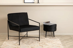 Fauteuil Rakel 65 x 72 cm en velours polyester et acier noir