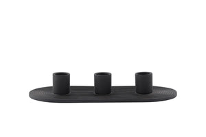 Bougeoir Dian 3 bougies noir mat — trois flammes sur 4 cm de hauteur